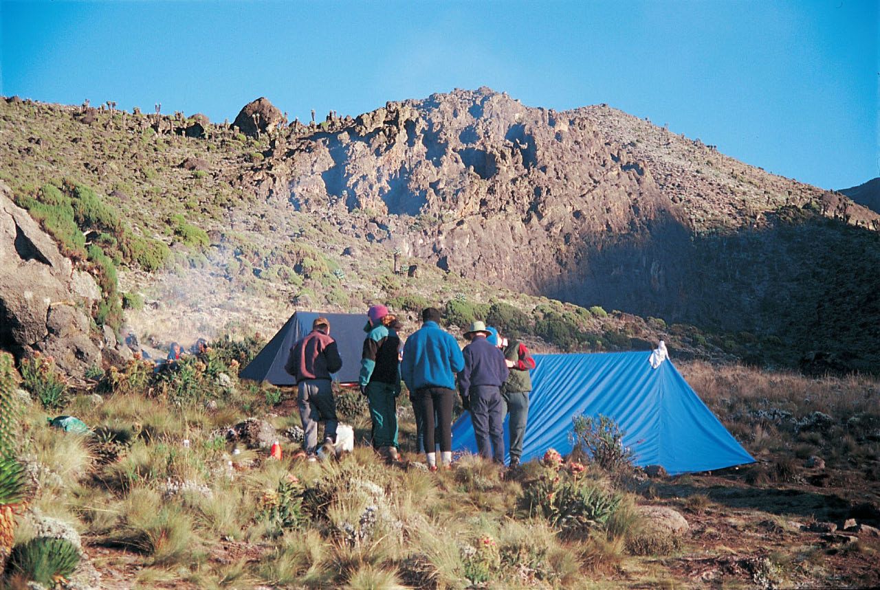 Zelte im Hochlager des Kilimanjaro