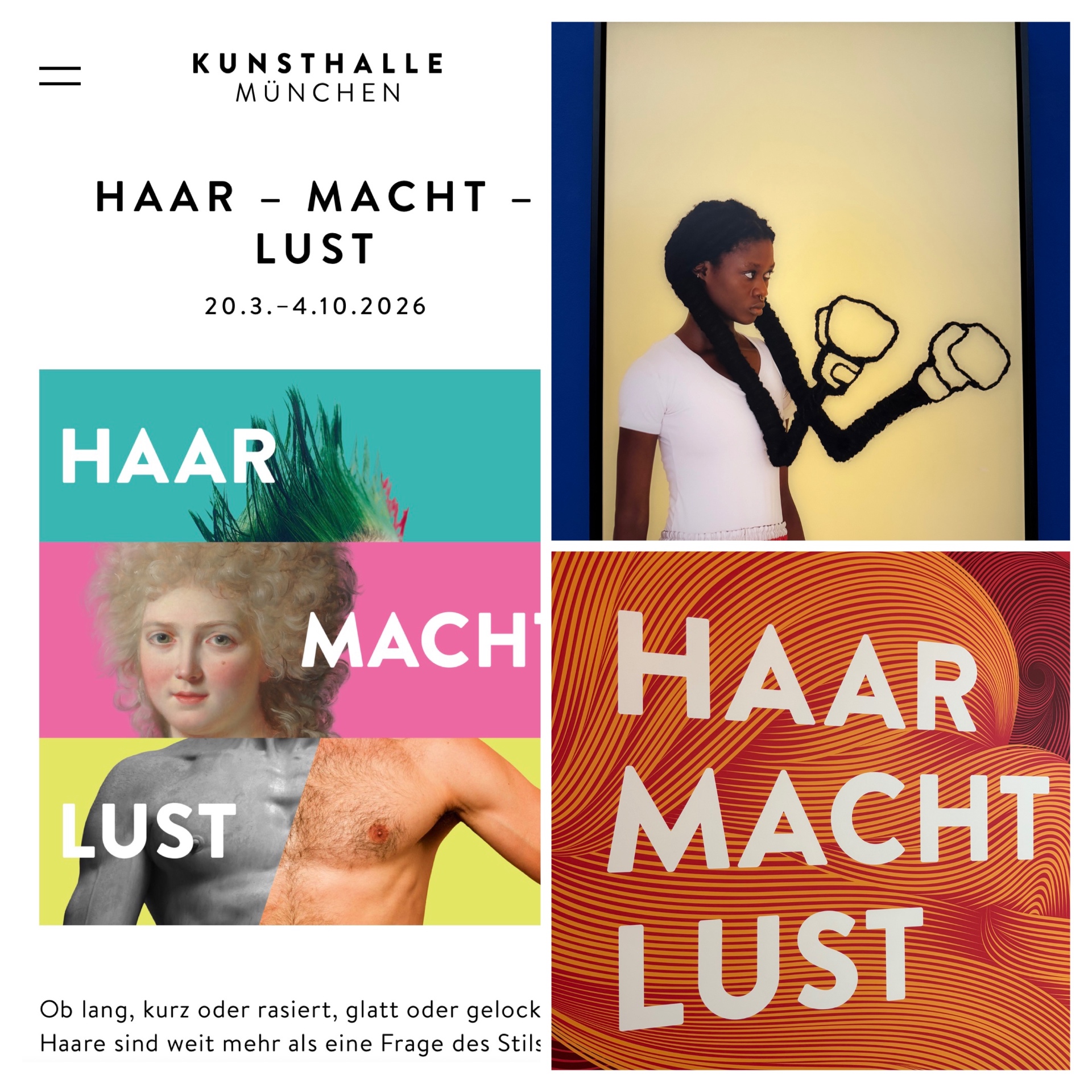 Plakat der Ausstellung Haar – Macht – Lust, Kunsthalle München